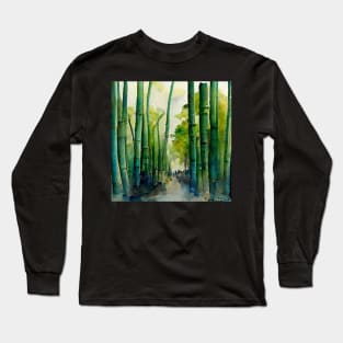 A forest of bamboo, watercolor Long Sleeve T-Shirt